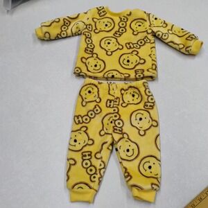 Disney Baby Winnie the Pooh Shirt and Pants Set Yellow Fleece Sherpa Lining 3M